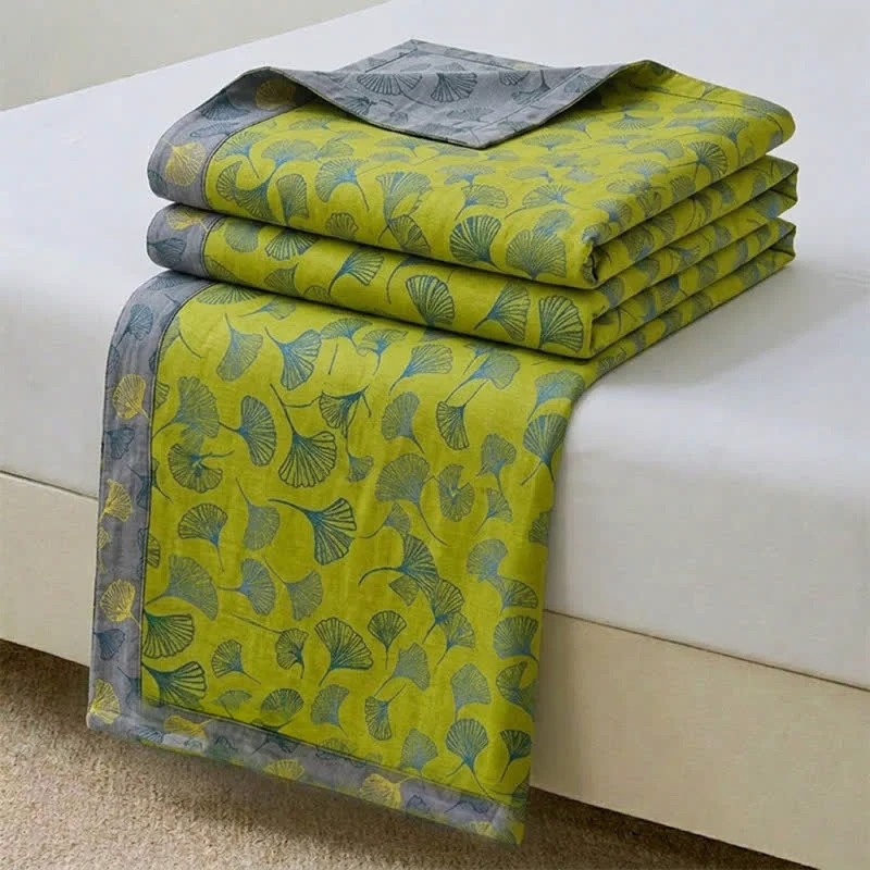 Enhanced Ownkoti Vintage Green Ginkgo Leaf Cotton Bedspread Set Exceptional
