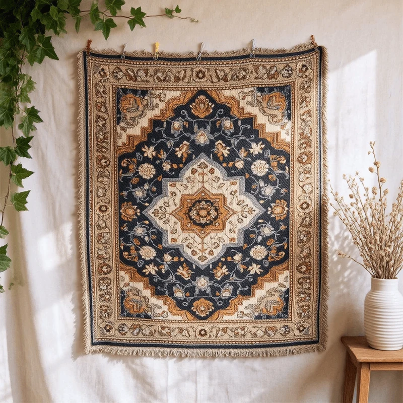 Recyclable Ownkoti Retro Persian Floral Medallion Fringed Throw Blanket Crafted