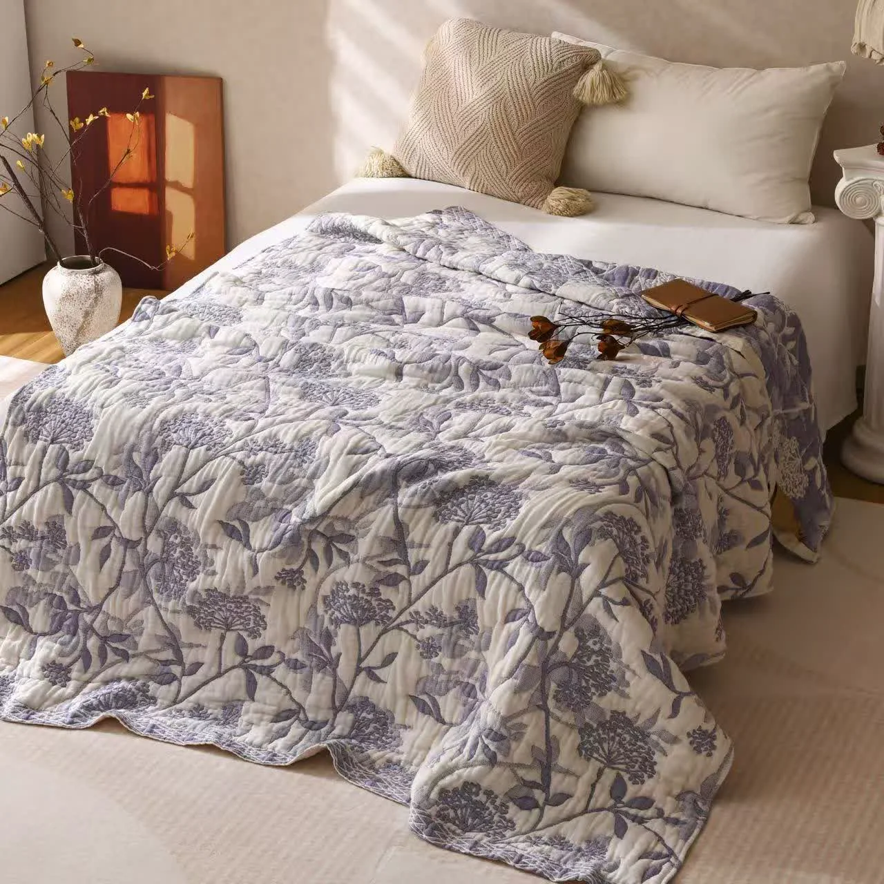 Carefully Designed Ownkoti Vintage Cotton Gauze Jacquard Floral Quilt Functional