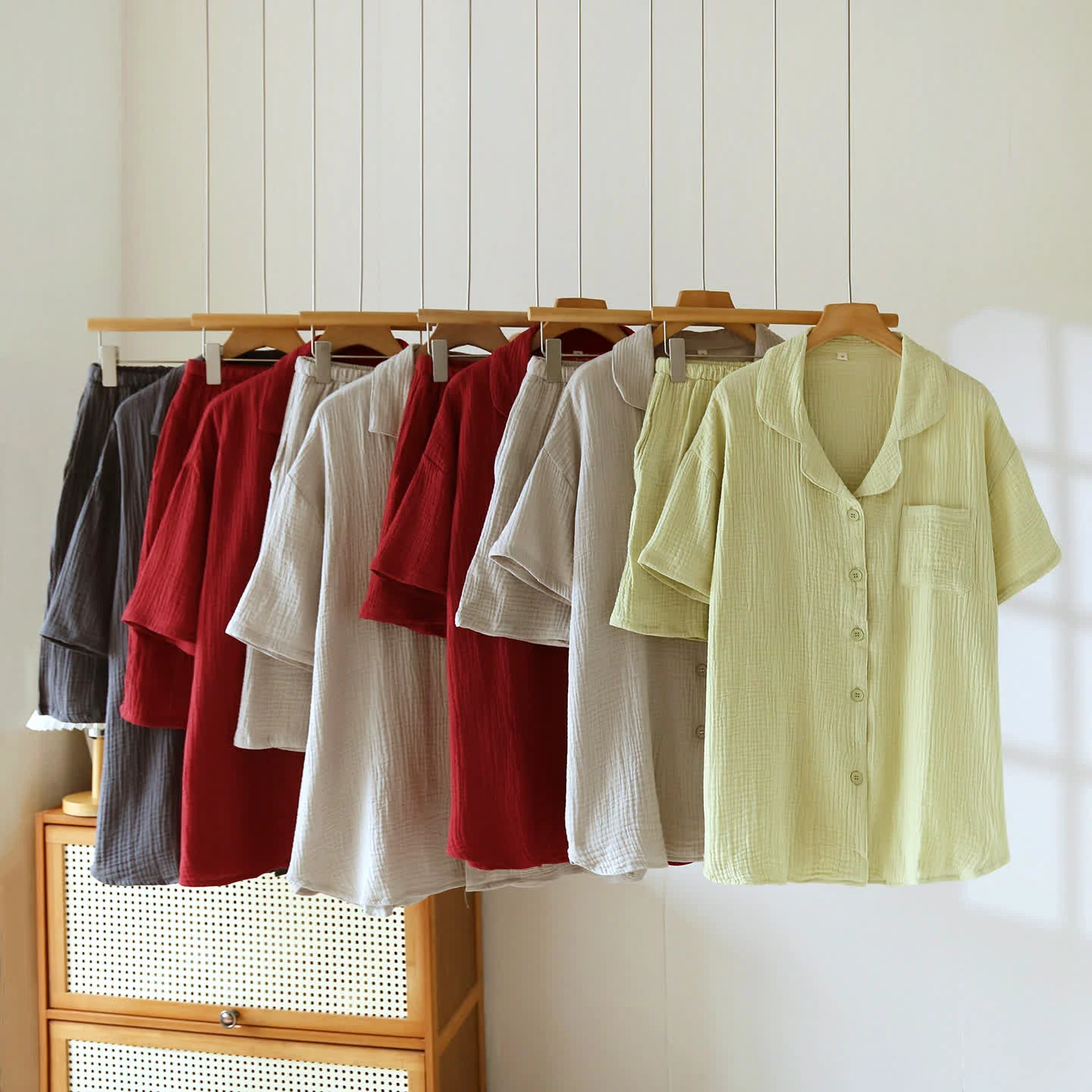 Classic Ownkoti Cotton Gauze Button Front Loungewear Set Advanced