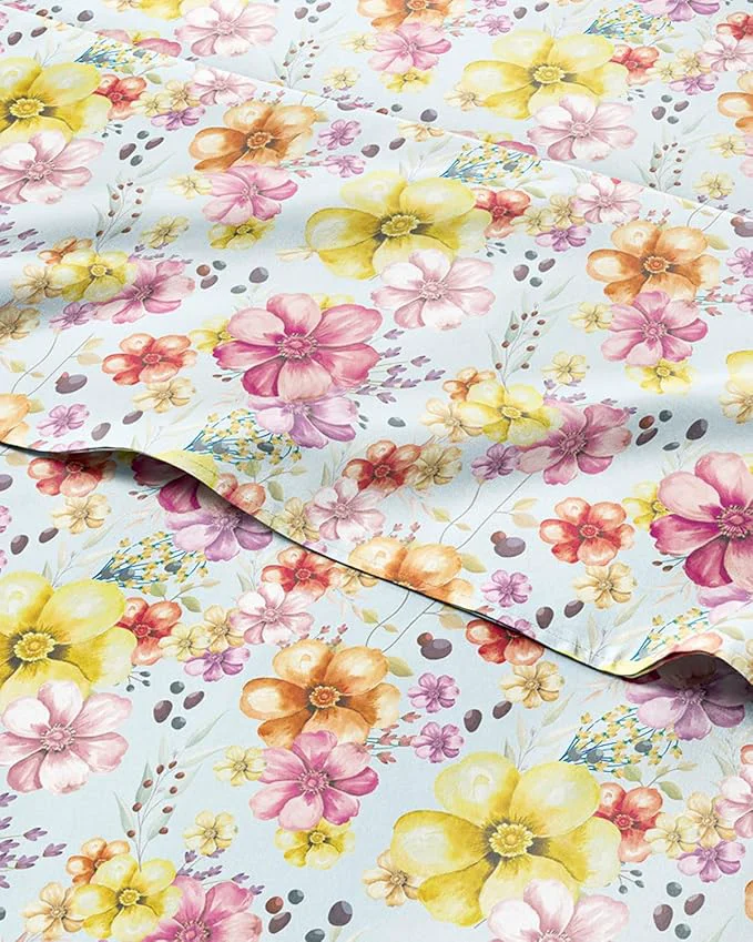 Exclusive Floral Sheets - Watercolor Floral Bed Sheet Set - 1 Flat 1 Fitted amp 2 Pillowcases w Deep Pockets - Wrinkle amp Fade - Boho Botanical Bedding - Ultra-Soft Breathable and Cooling - King Size Effective