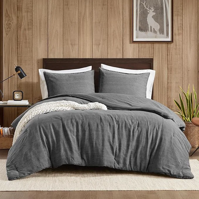 Smart Woolrich Queen Comforter Set Cotton Stone Washed Oversized Comforters Queen Size Bed All Season Down Overfilled Queen Size Comforter McKenzie Full Queen Grey 3 Piece Dependable