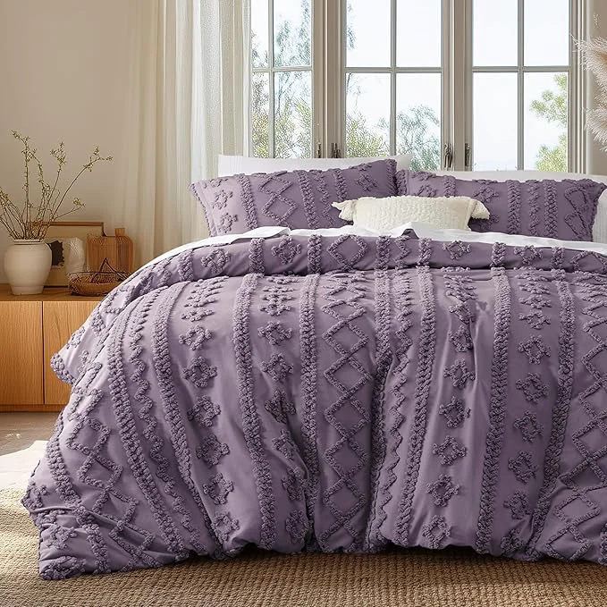 Expertly Made Bedsure Boho Duvet Cover Queen Size Soft amp Comfortable Elegant Design Boho Bedding for Decoration Machine Washable Comforter Cover for All Seasons Includes 1 Duvet Cover amp 2 Pillow Shams Purple Superior