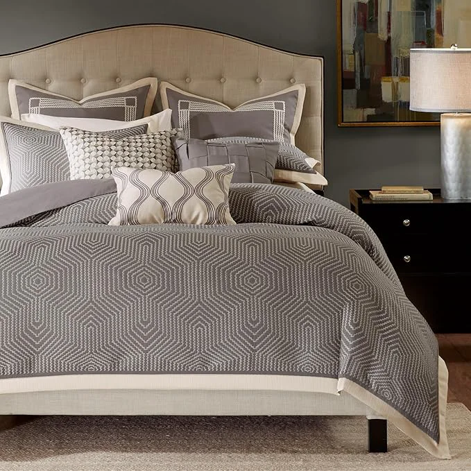 Innovative Madison Park Signature Cozy Comforter Set - All Season Bedding Combo Filled Insert and Removable Duvet Cover Shams Decorative Pillows King 110 in x 96 in Geometric Grey 10 Piece Prestigious
