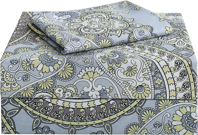 World-Class JSD Paisley Sheet Set Twin Size 3 Piece Retro Pattern Microfiber Bedding Sheets Extra Deep Pocket Classic