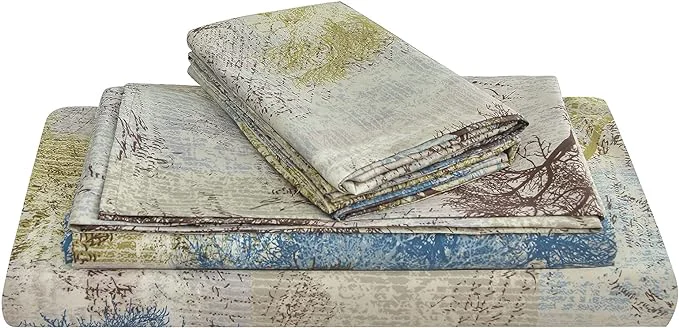Comfortable JSD Rustic Print Sheet Set King Size 4 Piece Tree Pattern Soft Microfiber Bed Sheets Extra Deep Pocket Authentic