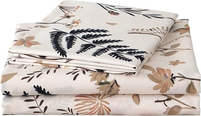 Versatile JSD Boho Floral Printed Sheet Set King Size 4 Piece Soft Botanical Pattern Microfiber Sheets Extra Deep Pocket Next-Generation
