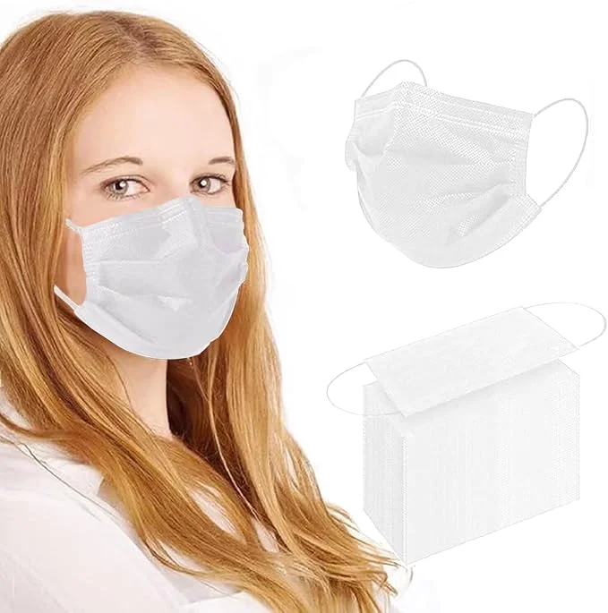 Soft 100Pcs White Disposable Face Mask 3 Ply Masks Professional