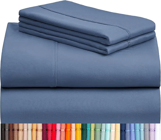 Enhanced LuxClub 4 PC Queen Sheet Set Breathable Luxury Bed Sheets Deep Pockets 18 quot Wrinkle Cooling Sheets Machine Washable Hotel Bedding Silky Soft - Oxford Queen Lightweight