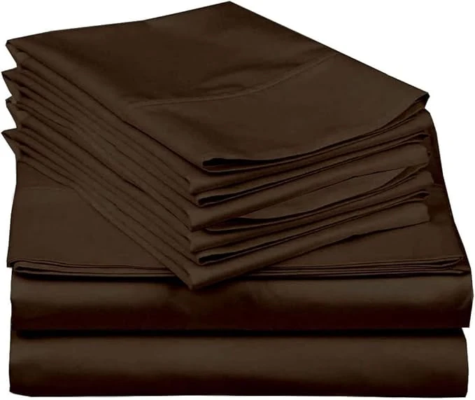 Carefully Designed Mattress-Homes Extra Deep Pocket 6 Piece Full Sheet Set Hotel Luxury Collection Egyptian Cotton 21 quot Deep Fitted Sheet Soft Cool amp Breathable Bedding with 4 Pillowcases in Chocolate Solid Reusable