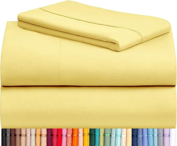 Quality LuxClub 3 PC Twin Sheet Set Deep Pockets Wrinkle Cooling Bed Sheets Hotel Bedding for Women Men Kids amp Teens Includes 1 Fitted Sheet 1 Flat Sheet and 1 Pillowcase-Silky Soft Lemon Recyclable