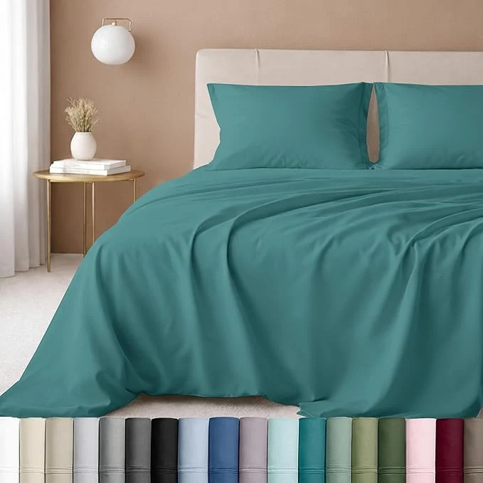 Powerful California Design Den Deep Pocket King Sheets Set - Luxury 600 Thread Count Cotton Sateen Sheets King Size - Teal User-Friendly