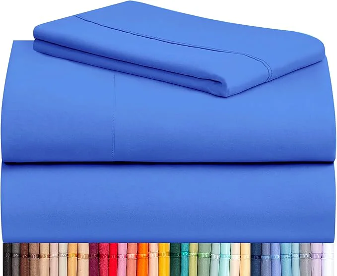 Optimized LuxClub 3 PC Twin Sheet Set Deep Pockets Wrinkle Cooling Bed Sheets Hotel Bedding for Women Men Kids amp Teens Includes 1 Fitted Sheet 1 Flat Sheet and 1 Pillowcase-Silky Soft Marine Blue Fast