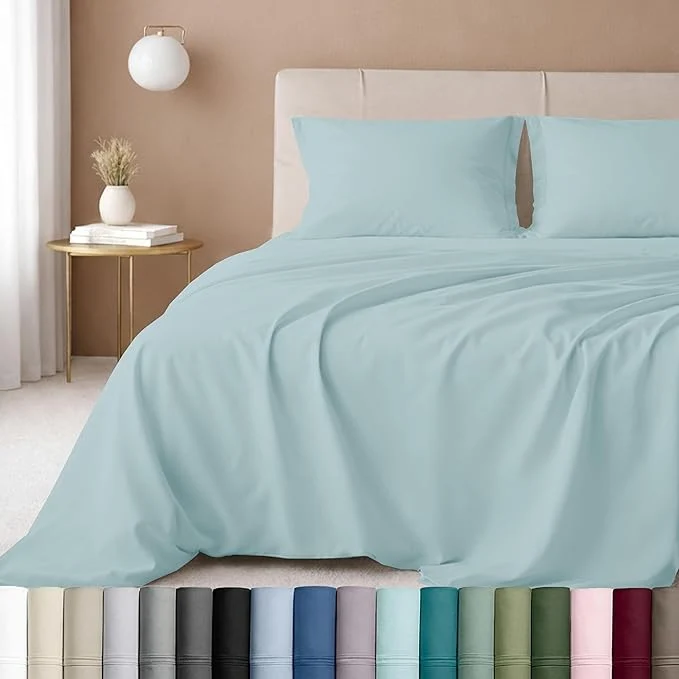 Reliable California Design Den Luxury Twin Sheet Set - Cotton 600 Thread Count Deep Pocket Twin Sheets Soft Hotel-Quality Bedding with Sateen Weave - Seafoam Authentic