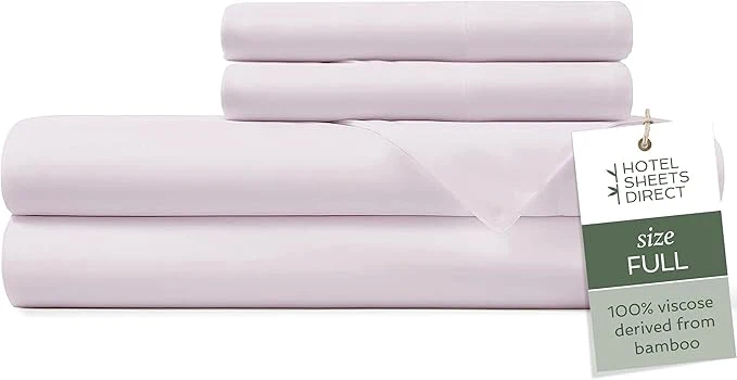 Elegant Hotel Sheets Direct 4 Piece Bed Sheet Set Full Size Viscose Derived from Bamboo Sheets Set with 2 Pillowcases Cooling amp Breathable Luxury Bedding Moisture-Wicking amp Silky Soft Light Pink Relaxed