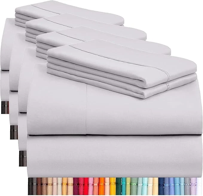 Efficient LuxClub 4 PC Sheet Set Bed Sheets Deep Pockets 16 quot Eco Friendly Wrinkle Cooling Machine Washable Hotel Bedding Silky Soft - Dove Gray Full Pack of 4 World-Class