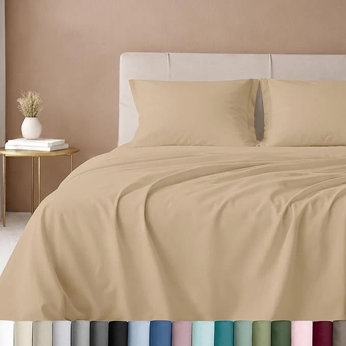 Environmentally Friendly California Design Den Twin Bed Sheets Cotton Sateen 600 Thread Count Soft Twin Sheet Set Bedding Sheets amp Pillowcases Golden Tan Artisan