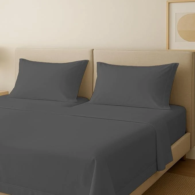 Genuine Carressa Linen Split King Sheets Sets for Adjustable Bed - Egyptian Cotton 600 Thread Count 5 PC Top Split King Sheet Set Dark Grey 16 quot Deep Pocket Silky Soft Cooling Luxury Hotel Sheets Safe