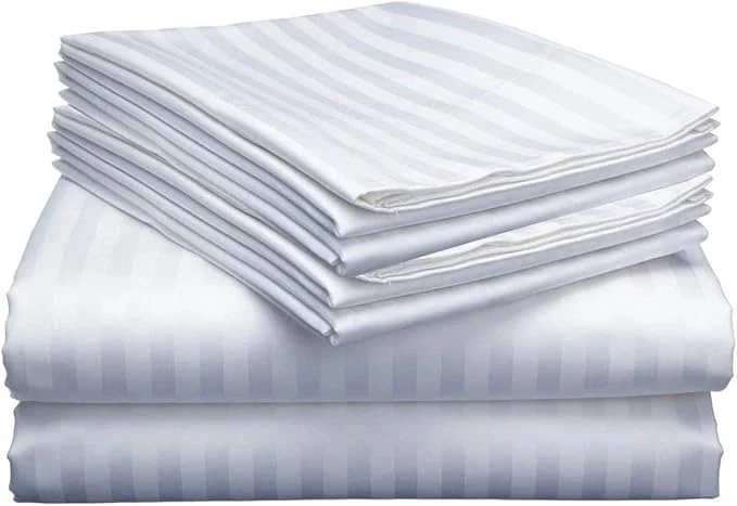 Lightweight Mattress-Homes Extra Deep Pocket 6 Piece Queen Sheet Set Hotel Luxury Collection Egyptian Cotton 21 quot Deep Fitted Sheet Soft Cool amp Breathable Bedding with 4 Pillowcases in White Stripe Original