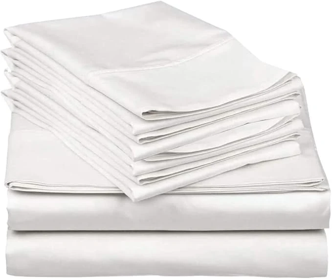 Elite Mattress-Homes Extra Deep Pocket 6 Piece Cal-King Sheet Set Hotel Luxury Collection Egyptian Cotton 21 quot Deep Fitted Sheet Soft Cool amp Breathable Bedding with 4 Pillowcases in White Solid Exceptional