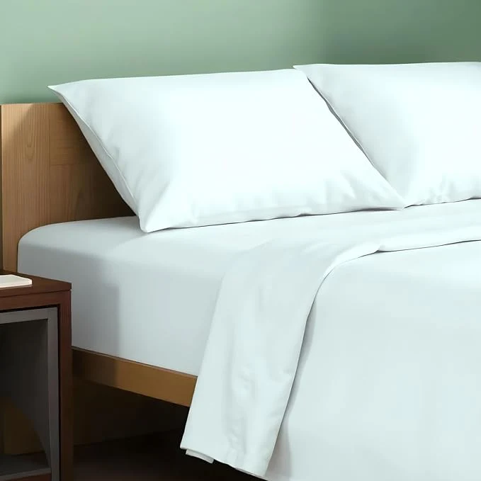 Artisan TEXAS LINEN CO. Organic Cotton Sheets King Size - 4 PC Organic Cotton King Percale Weave Sheet Set Soft Cooling Crisp amp Breathable 16 quot Deep Pocket Hotel Quality Bedding Set - Sea Foam Consistent