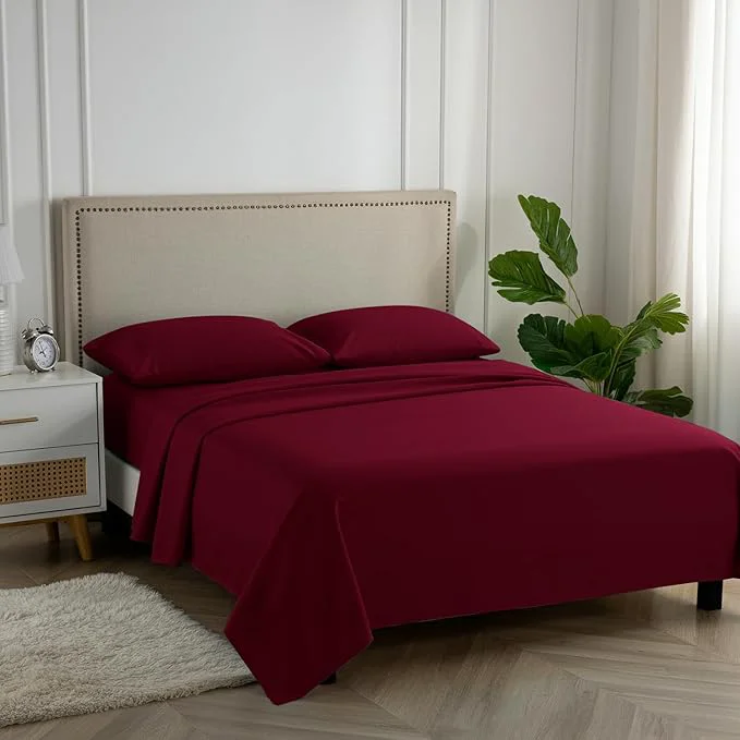 Quality Carressa Linen Egyptian Cotton Queen Sheet Set - 600 Thread Count Egyptian Cotton Queen Sheets Set 4 PC Classic Burgundy Soft Cooling 16 quot Deep Pocket Sateen Weave Luxury Hotel Bed Sheet Premium