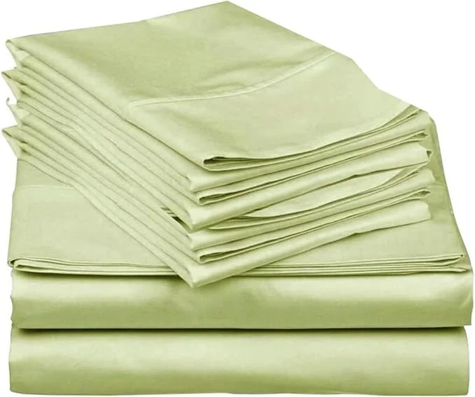 Recyclable Mattress-Homes Ultra-Soft Breathable Hotel Luxury Collection Split King Size 7 Piece Crisp Sheet Set Egyptian Cotton Extra Deep Pocket Upto 21 quot Machine Washable Sheets in Sage Solid Proven