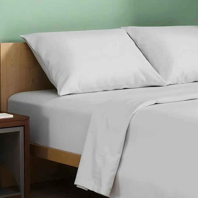 Detailed Texas Linen Co. Organic Cotton Percale Sheets Twin Size - 3 Piece Twin Percale Sheet Set 16 quot Deep Pocket Twin Percale Sheets Soft Crisp Cooling Sheets Dorm Room Sheets Twin Size - Light Grey Outstanding