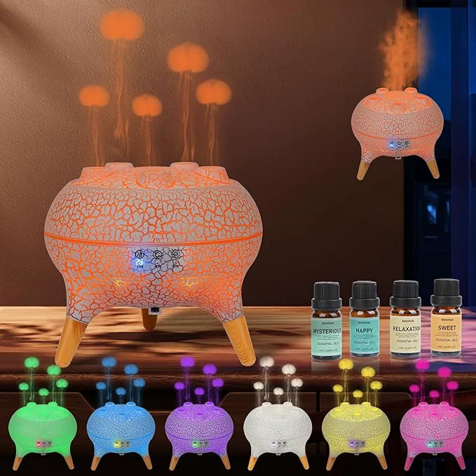Powerful BOHOFAM Jellyfish Essential Oil Diffuser 250ML Aroma Diffuser Hears Sound to Long-Lasting