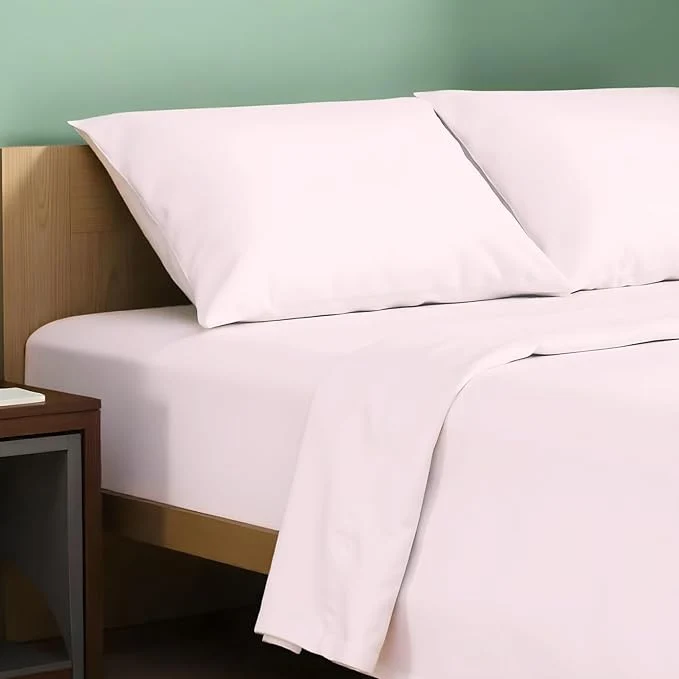 Original Design TEXAS LINEN CO. Organic Cotton Sheets Full Size - 4 PC Organic Cotton Full Percale Weave Sheet Set Soft Cooling Crisp amp Breathable 16 quot Deep Pocket Hotel Quality Bedding Set - Blush Green