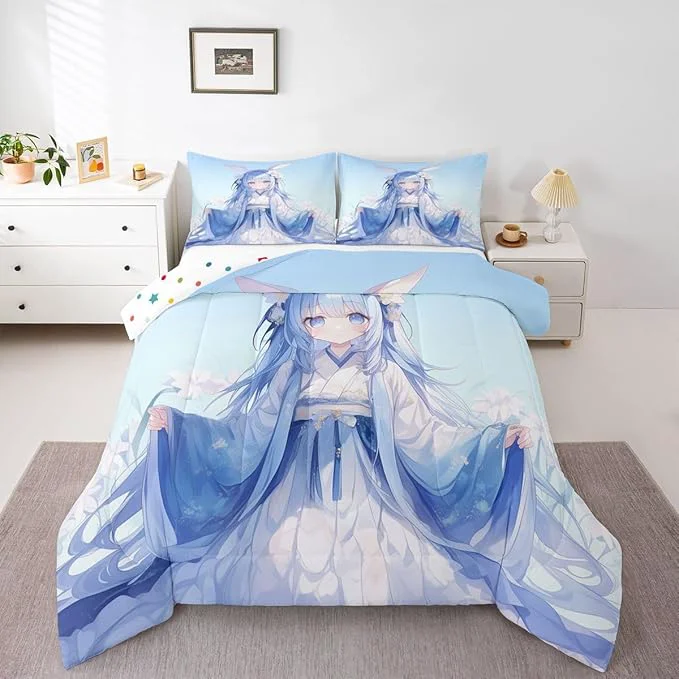 Optimized Erosebridal Traditional Japanese Kawaii Decor 3D Anime Girl amp Cartoon Girl Bedding Sets Blue Butterfly Decor Down Comforter King Stylish