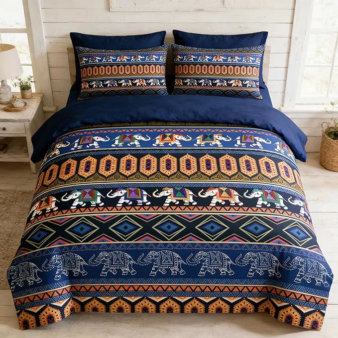 Trusted Navy Blue Comforter Set Full Size Boho Aztec Bedding Set for Tribal amp Ethnic Style Bedroom 3Pieces Soft Microfiber Lightweight Comforter Set with 2 Pillowcases 79 quot x90 quot Premium
