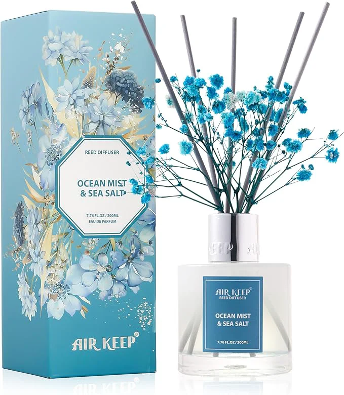 Convenient Airkeep Reed Diffuser Set Ocean Mist Sea Salt 6.76 fl oz 1 Pack Home Office Contemporary