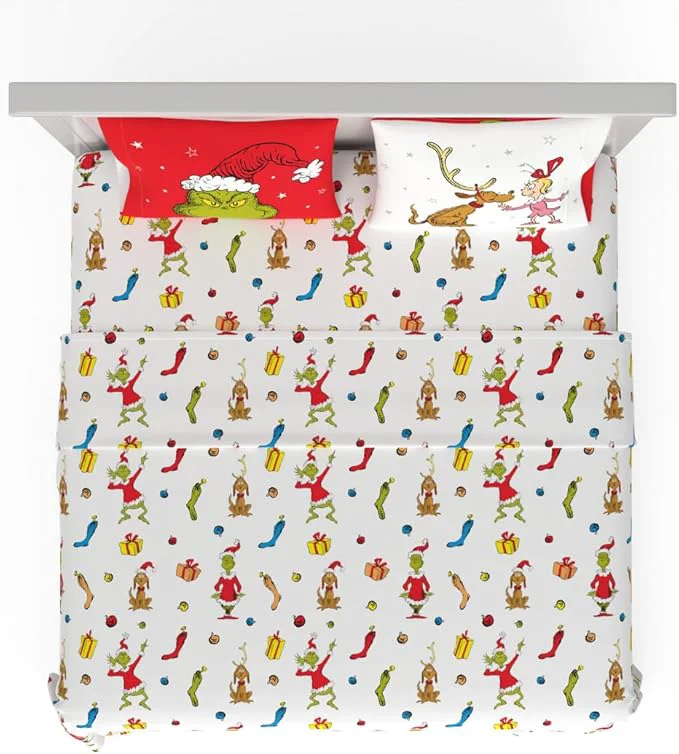 Exceptional Collectibles Dr. Seuss The Grinch Holiday amp Christmas Bedding Super Soft Microfiber 4 Piece King Sheet Set ly Licensed Product By Franco Official