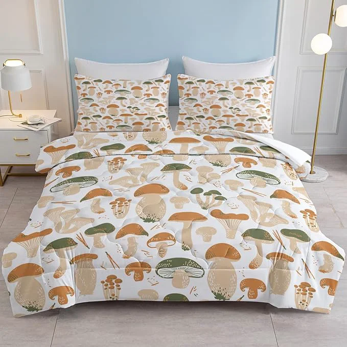 Excellent SOULZZZ Cute Mushroom Comforter Twin Size Natural Wild Plants Fungus Mushroom Bed Set Mushroom Comforter Setfor Room Decor 1 Comforter and 2 Pillow Shams Transparent Mushroom Casual