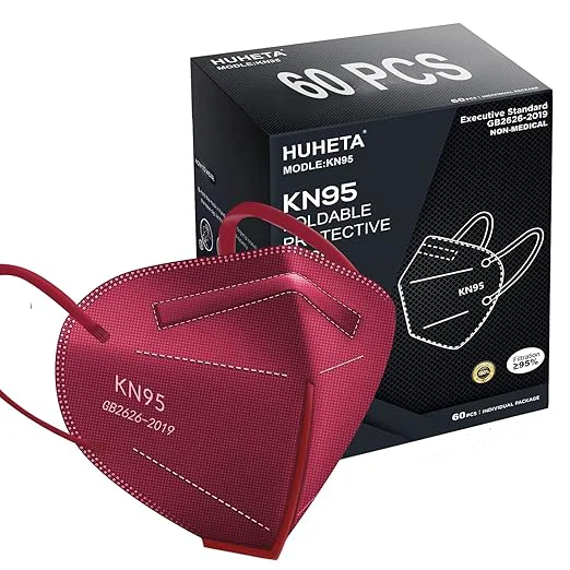 Healthy HUHETA KN95 Face Mask 60 PCs 5-Ply Safety Masks Recyclable