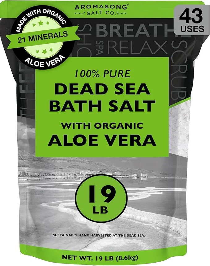 Trusted Aromasong Dead Sea Salt with Organic Aloe Vera Spa Bath Salts 19 Lbs Fine Proven