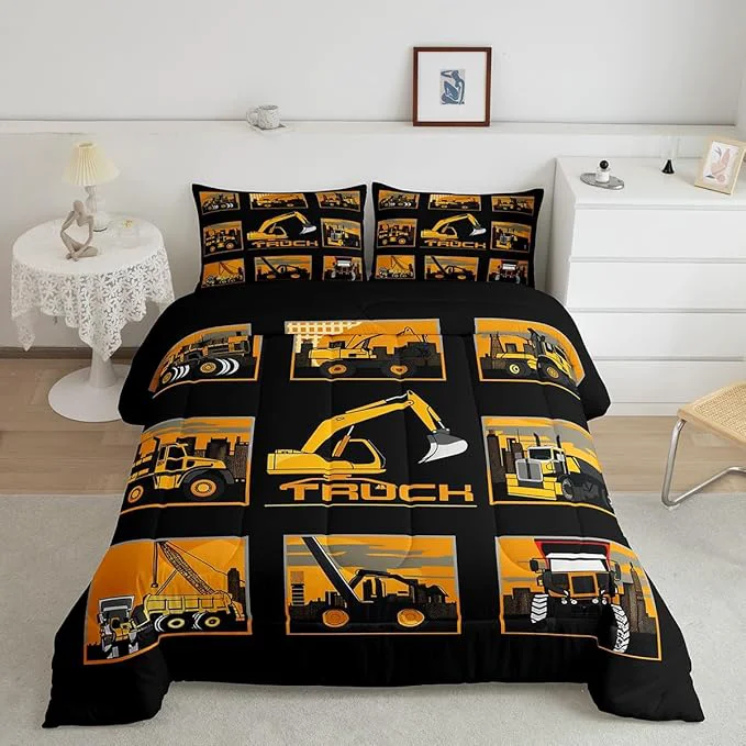 Proven Erosebridal Excavator Comforter Set King Tractor Truck Bedding Set Construction Vehicle Down Comforter for Boys Kids Girls Teens Cartoon Heavy Machinery Car Bedding Sets amp Collections Gray Yellow Enhanced