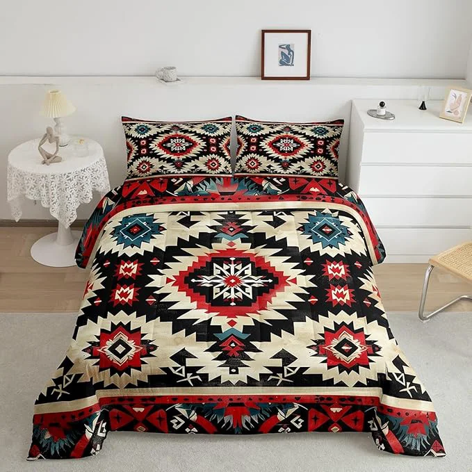 Easy-to-Use Feelyou Boho Comforter Set Twin Size Southwest Native American Design Comforter Southwestern Geometric Bedding Set Western Decor Duvet Set Room Decor Black Beige Quilt Set Carefully Designed