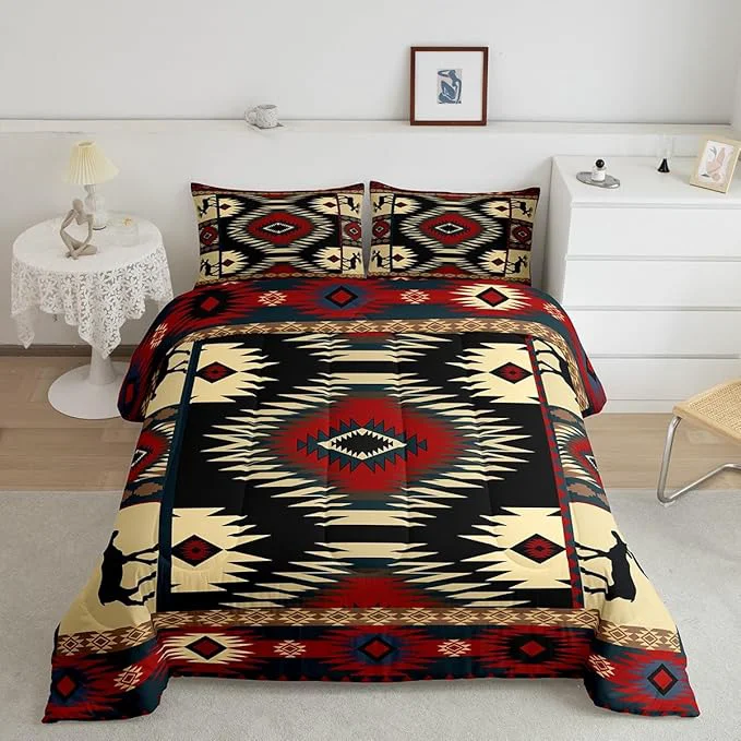 Responsible Feelyou Boho Comforter Set Twin Size Rustic Comforter for Boys Girls Teens Cabin Bedding Set Retro Duvet Set Room Decor Auburn Quilt Set Comfortable