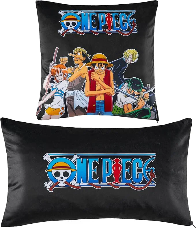 Efficient One Piece 2-Pc Cushion Cover Set Pillow Covers for Bed Couch Rectangular 20x12 in Square 14 x14 in Luffy Straw Hat Anime Gifts for Boys Excellent