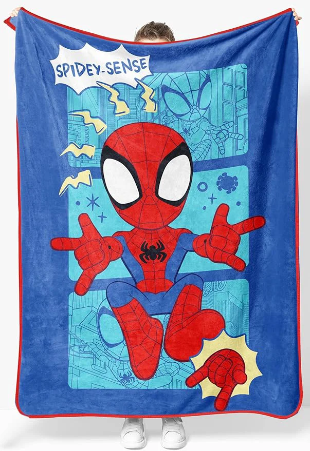 Verified Jay Franco Kids Plush Throw Blanket – Soft amp Cozy Fleece Throw for Bedroom amp Couch Décor Licensed Product Blue - Spidey amp Friends 46x60 - Throw Blanket Minimalist