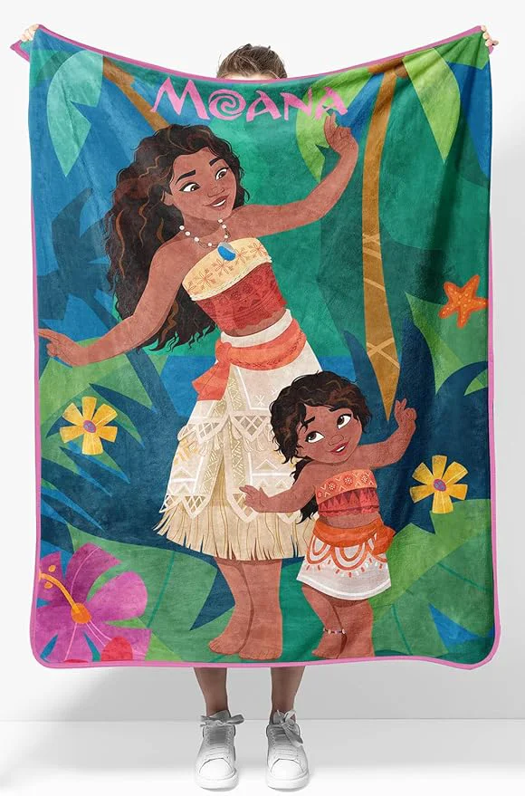 Trendy Jay Franco Disney Moana Plush Throw Blanket 40x50 – Soft Microfiber Kids Blanket Featuring Moana Maui amp HEI HEI ly Licensed Machine Washable Gift for Girls Optimized