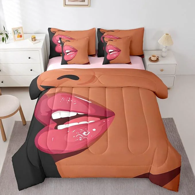 High-Performance Erosebridal Black Girls Pink Comforter Sets 7 Piece for Kids African Black Women Queen Sheet Set Vogue Fashion Gorgeous Bedding Set for Girls Women Teens Minimalist Romantic Makeup Bed in A Bag Sophisticated