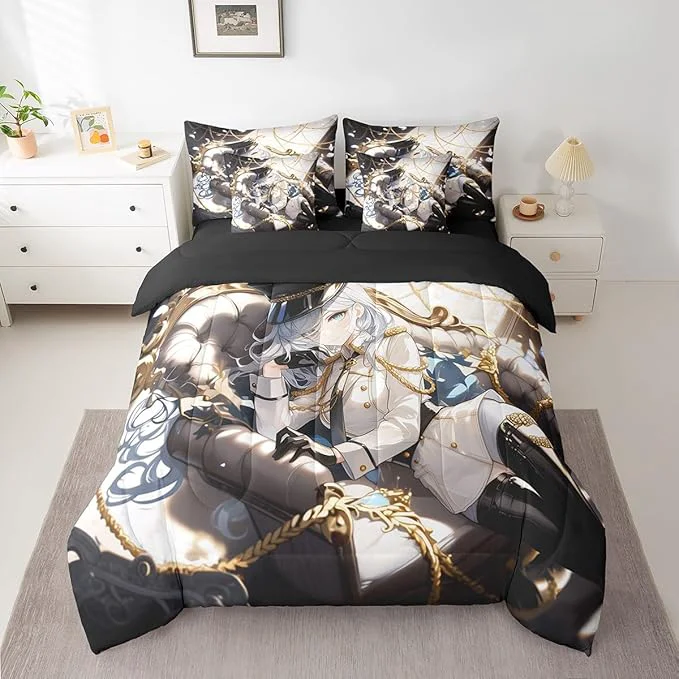 Convenient Erosebridal Anime Girl Full 7 Piece Bedding Set for Kids Kawaii Japanese Anime Bed in A Bag Cartoon Girl Comforter Set with Sheets for Girls Boys Teens Men Room Japanese Animation Bed Sets Contemporary