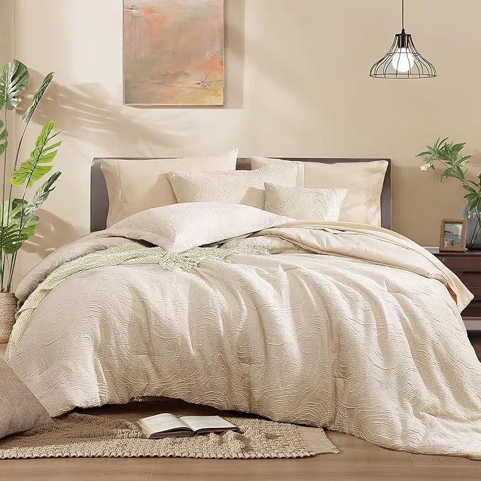 Solid Monbix King Size Comforter Set Birch Marble Pattern King Size Bed Set Reversible King Bedding Set 7 Pieces Bed in a Bag with Comforter Sheets Pillowcases amp Shams Detailed