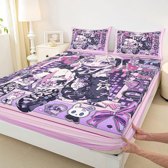 Long-Lasting Erosebridal Japanese Uniform Girl Sheets for Boys Girls Anime Gift Fitted Sheet Kawaii Coquette Kids Bedding Sets Princess Fairytale Bed Sets Queen 3 Piece Luxury
