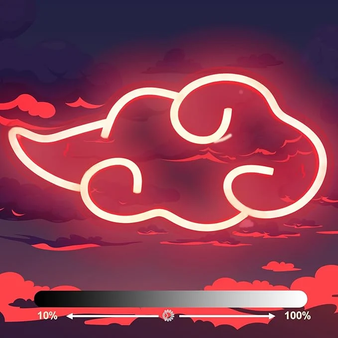 Organic Dleouly Anime Neon Sign LED Red Cloud Neon Signs for Wall Decor Dimmable Gaming Neon Sign Wall Signs USB Night Neon Light for Bedroom Game Room Man Cave Party Gifts for Your Son Boyfriend 12x7in Trusted