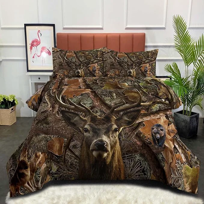 Green NINENINE Deer Comforter Set Boys Twin Bedding Sets Camo Comforter Sets Twin Comforter Sets for Boys Western Bedding Sets with 1 Comforter 1 Pillowcase Eco-Friendly