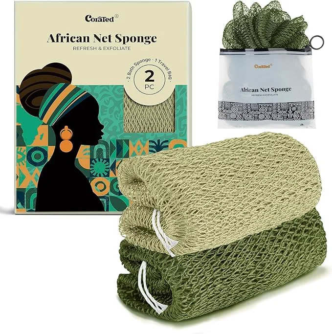 Easy-to-Use CORATED African Net Sponge Shower Loofah Exfoliating Bath Sponge Artisan